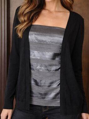 Apt. 9 Black Knit Open-Front Cardigan NWT